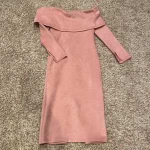 Off the Shoulder Suede Dress